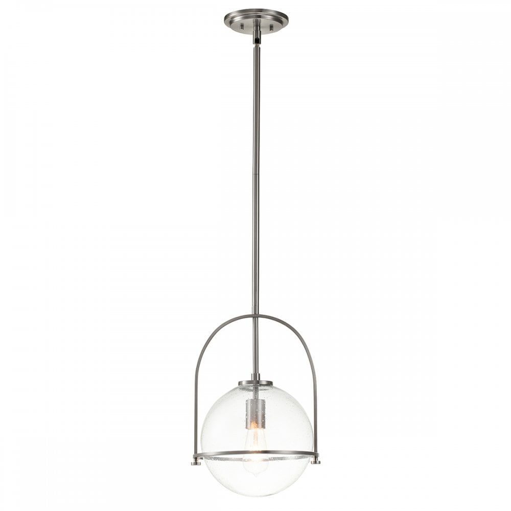 Somerset Medium Ceiling Pendant In Brushed Nickel With Clear Glass QN-SOMERSET-P-C-BN