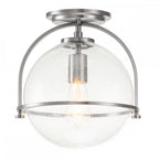Somerset Flush Ceiling Light In Brushed Nickel With Clear Glass QN-SOMERSET-F-C-BN