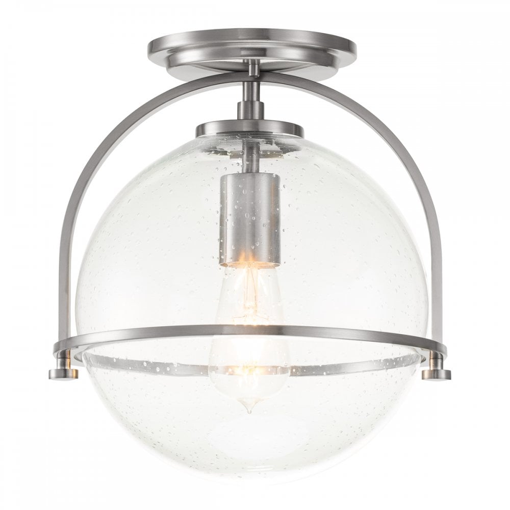 Somerset Flush Ceiling Light In Brushed Nickel With Clear Glass QN-SOMERSET-F-C-BN