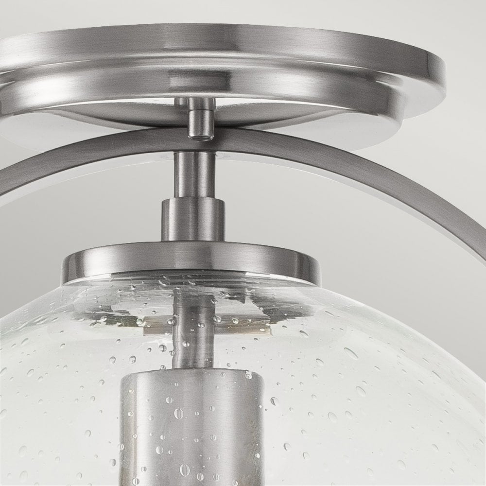 Somerset Flush Ceiling Light In Brushed Nickel With Clear Glass QN-SOMERSET-F-C-BN