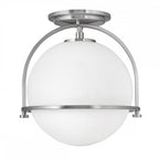 Somerset Flush Ceiling Light In Brushed Nickel With Opal Glass QN-SOMERSET-F-O-BN