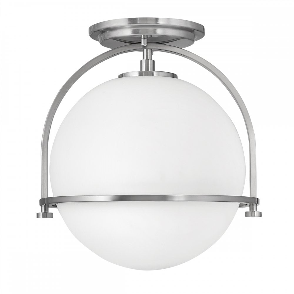 Somerset Flush Ceiling Light In Brushed Nickel With Opal Glass QN-SOMERSET-F-O-BN