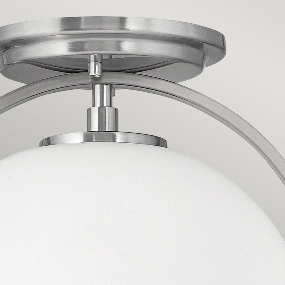 Somerset Flush Ceiling Light In Brushed Nickel With Opal Glass QN-SOMERSET-F-O-BN