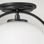 Somerset Flush Ceiling Light In Black With Opal Glass QN-SOMERSET-F-O-BK