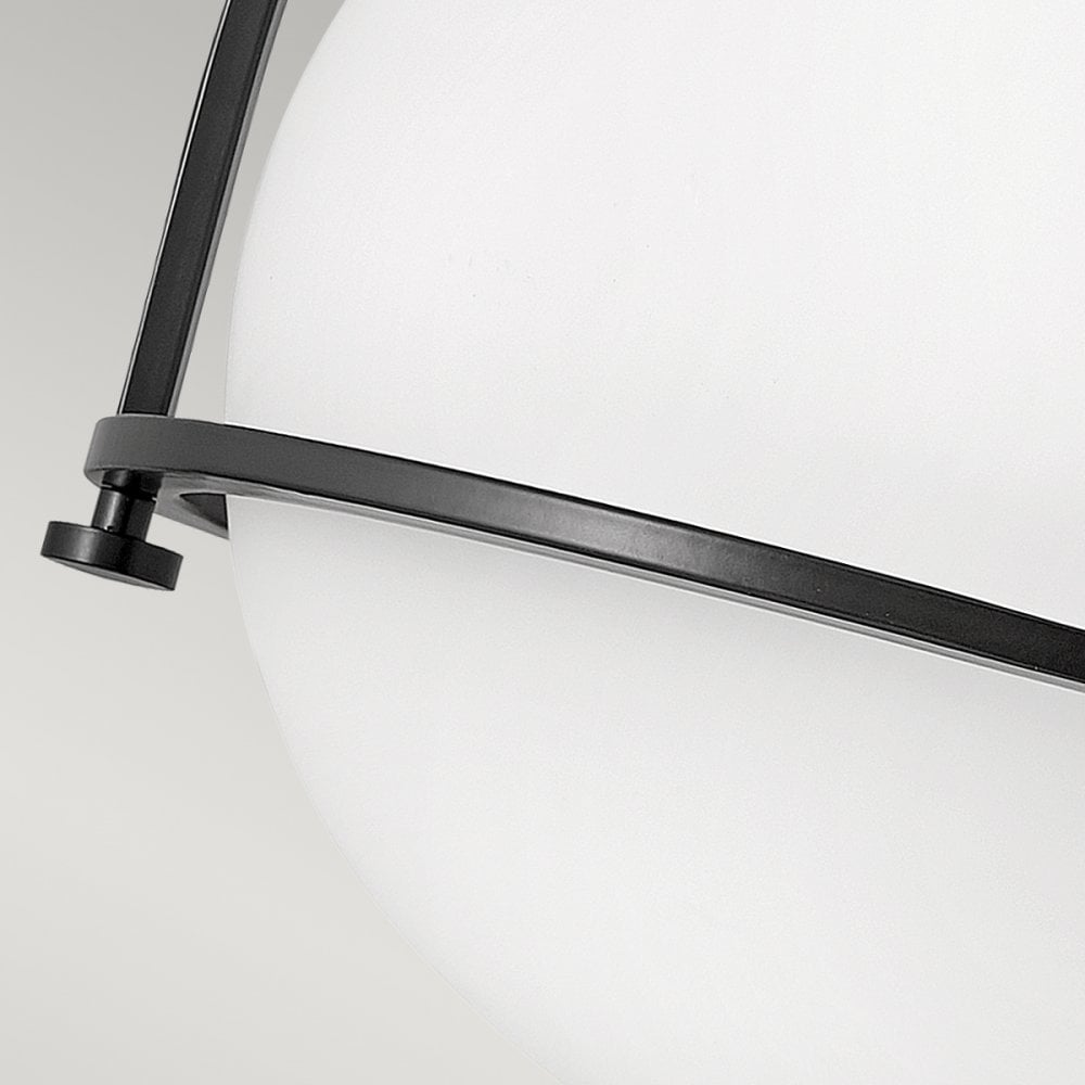 Somerset Flush Ceiling Light In Black With Opal Glass QN-SOMERSET-F-O-BK