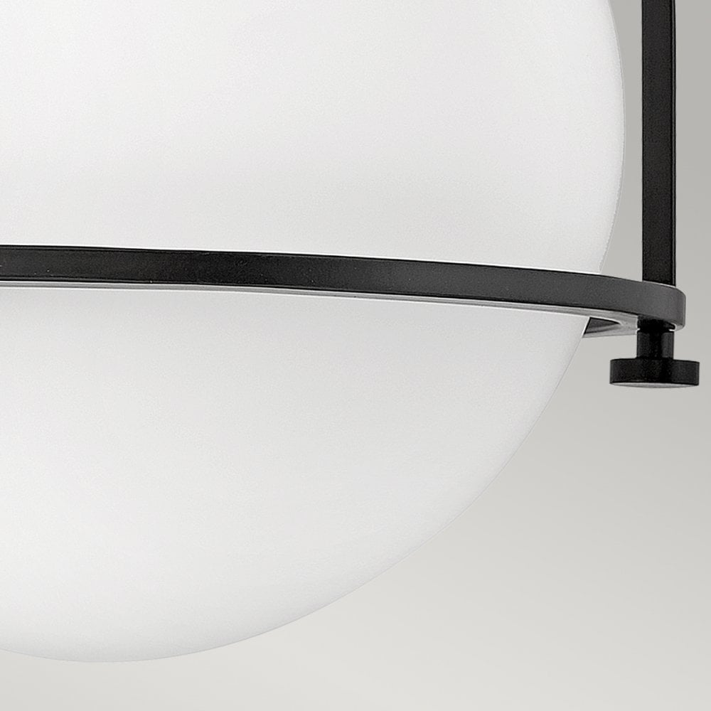 Somerset Flush Ceiling Light In Black With Opal Glass QN-SOMERSET-F-O-BK
