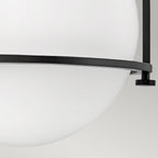 Somerset Flush Ceiling Light In Black With Opal Glass QN-SOMERSET-F-O-BK
