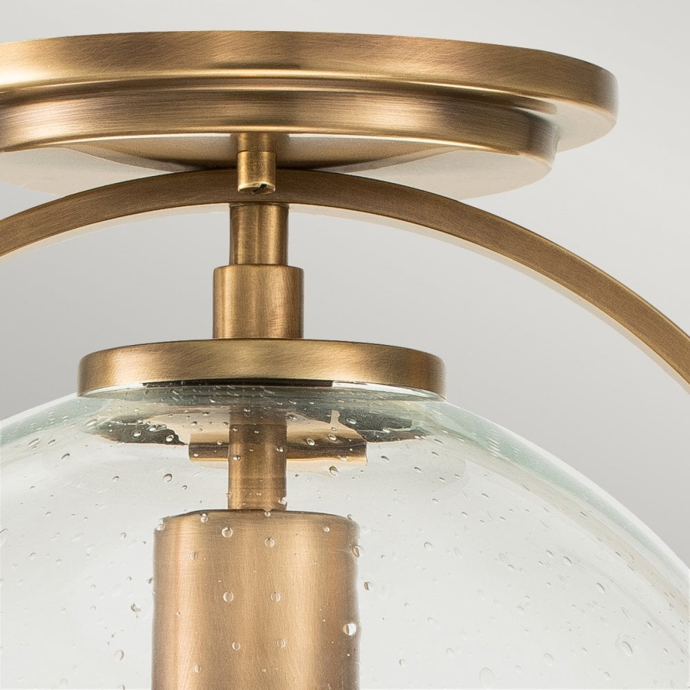 Somerset Flush Ceiling Light In Heritage Brass With Clear Glass QN-SOMERSET-F-C-HB