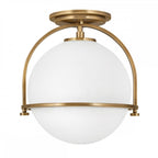 Somerset Flush Ceiling Light In Heritage Brass With Opal Glass QN-SOMERSET-F-O-HB