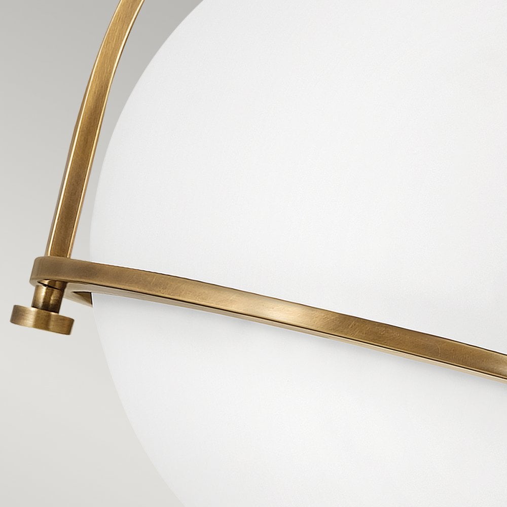 Somerset Flush Ceiling Light In Heritage Brass With Opal Glass QN-SOMERSET-F-O-HB