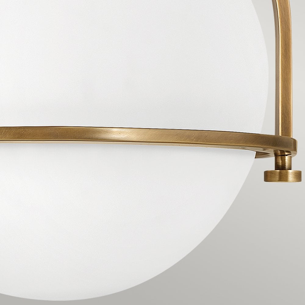 Somerset Flush Ceiling Light In Heritage Brass With Opal Glass QN-SOMERSET-F-O-HB