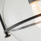 Somerset Flush Ceiling Light In Black With Clear Seeded Glass QN-SOMERSET-F-C-BK