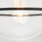 Somerset Flush Ceiling Light In Black With Clear Seeded Glass QN-SOMERSET-F-C-BK