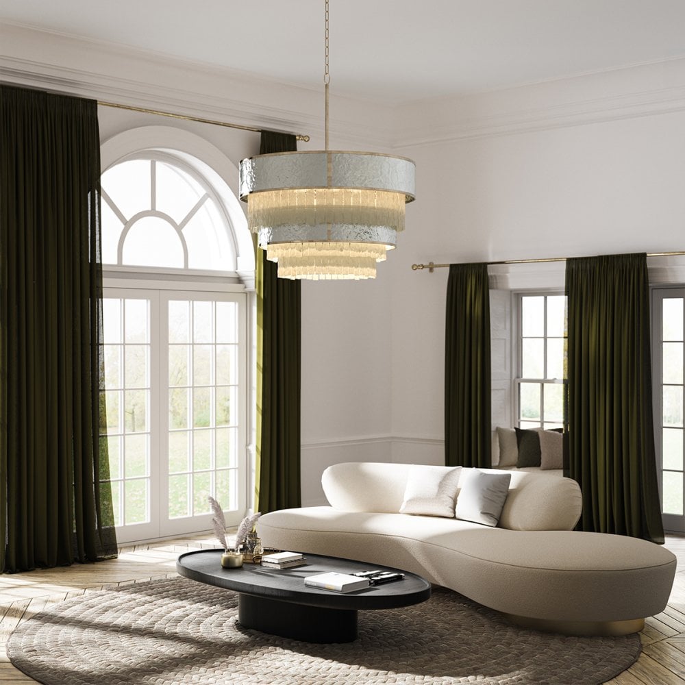 Reverie 12 Light Ceiling Pendant In Steel and Champagne Gold QN-REVERIE-12P-CPG
