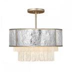 Reverie Pendant / Flush Light In Steel and Champagne Gold QN-REVERIE-4P-CPG