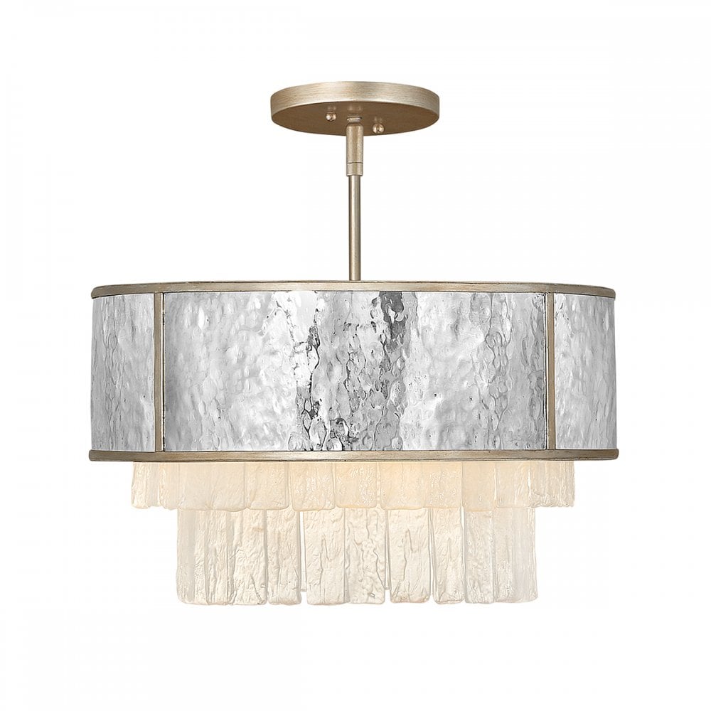 Reverie Pendant / Flush Light In Steel and Champagne Gold QN-REVERIE-4P-CPG