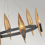 Willow 6 Light Ceiling Pendant Light In Carbon Black And Deluxe Gold QN-WILLOW6-CBK
