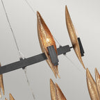 Willow 18 Light Ceiling Pendant Light In Carbon Black And Deluxe Gold QN-WILLOW18-CBK