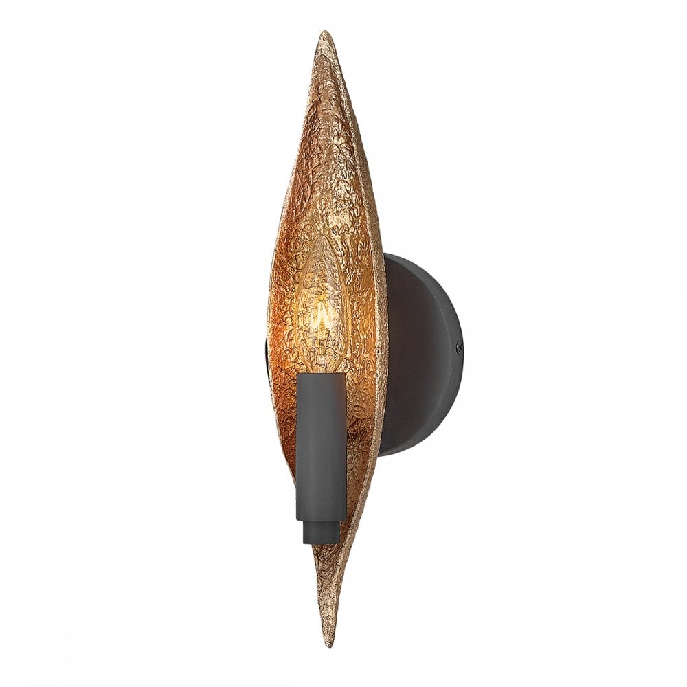 Willow Single Wall Light In Carbon Black And Deluxe Gold QN-WILLOW1-CBK