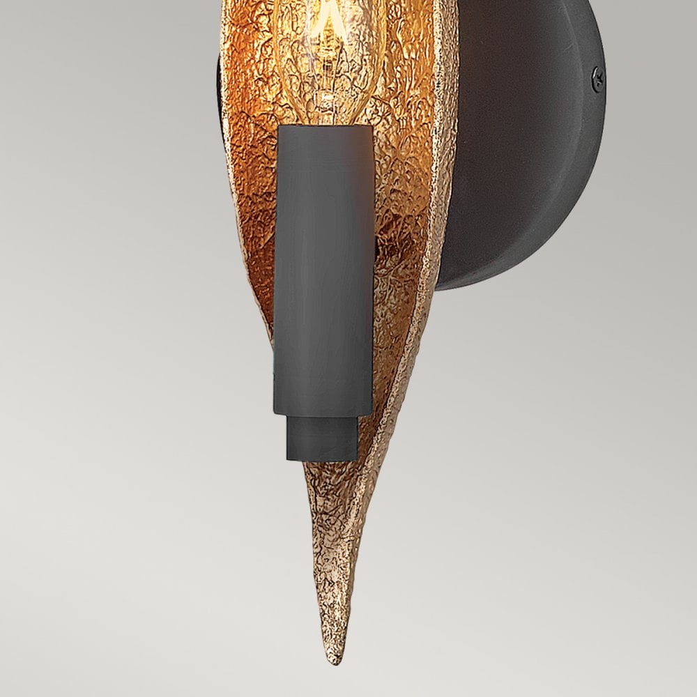 Willow Single Wall Light In Carbon Black And Deluxe Gold QN-WILLOW1-CBK