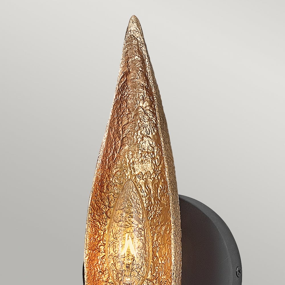 Willow Single Wall Light In Carbon Black And Deluxe Gold QN-WILLOW1-CBK