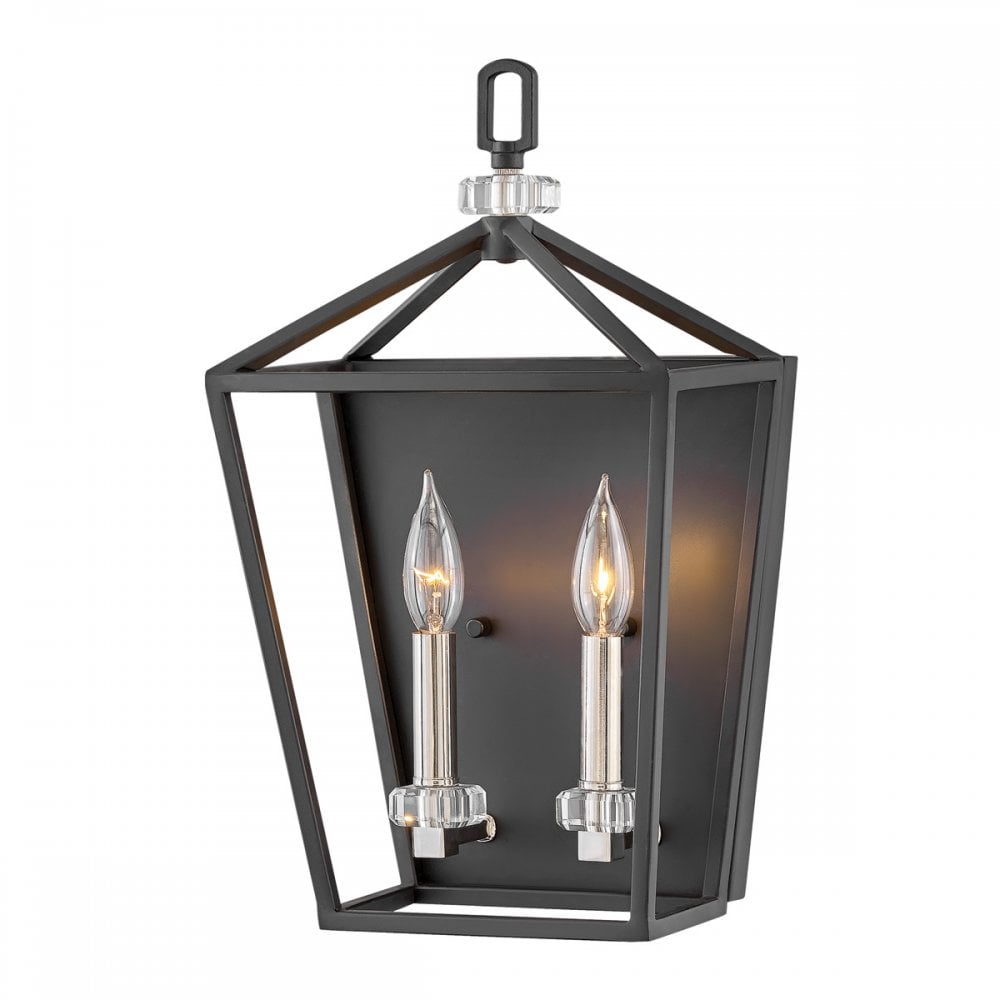 Stinson Classic Twin Wall Light In Black And Polished Nickel Finish QN-STINSON2-BK