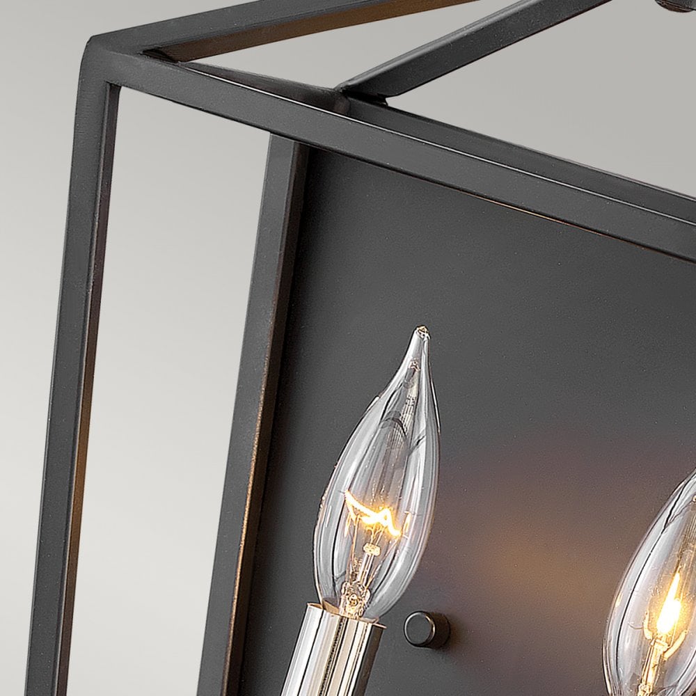 Stinson Classic Twin Wall Light In Black And Polished Nickel Finish QN-STINSON2-BK