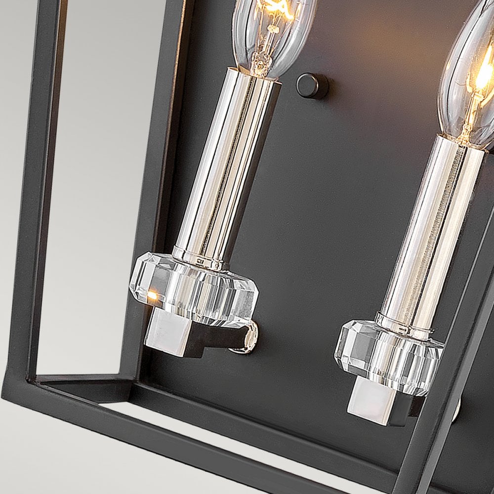Stinson Classic Twin Wall Light In Black And Polished Nickel Finish QN-STINSON2-BK