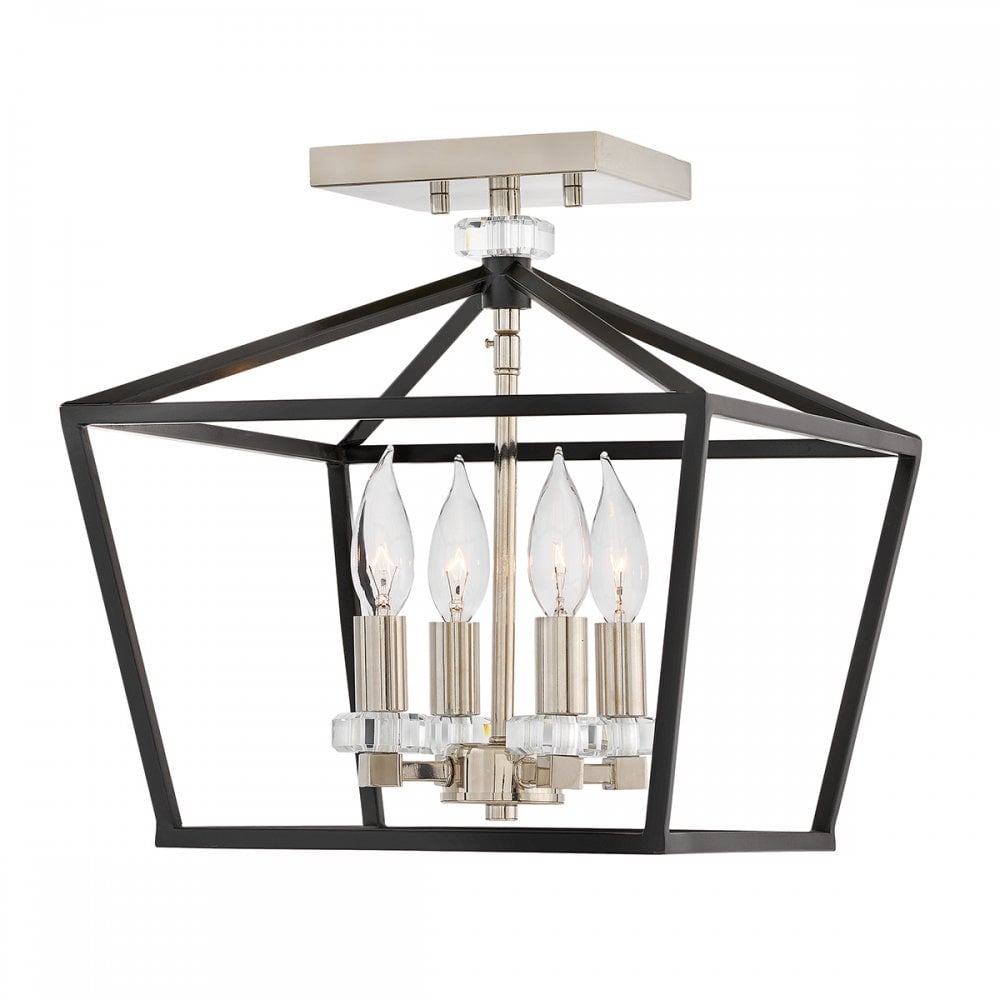 Stinson 4 Light Pendant / Semi Flush Light in Black And Nickel QN-STINSON-4P-M-BK