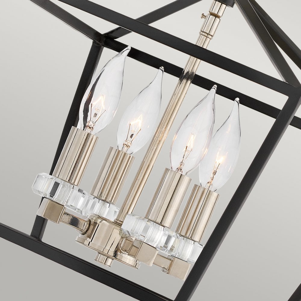 Stinson 4 Light Pendant / Semi Flush Light in Black And Nickel QN-STINSON-4P-M-BK