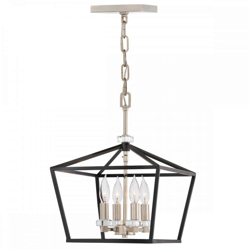Stinson 4 Light Pendant / Semi Flush Light in Black And Nickel QN-STINSON-4P-M-BK