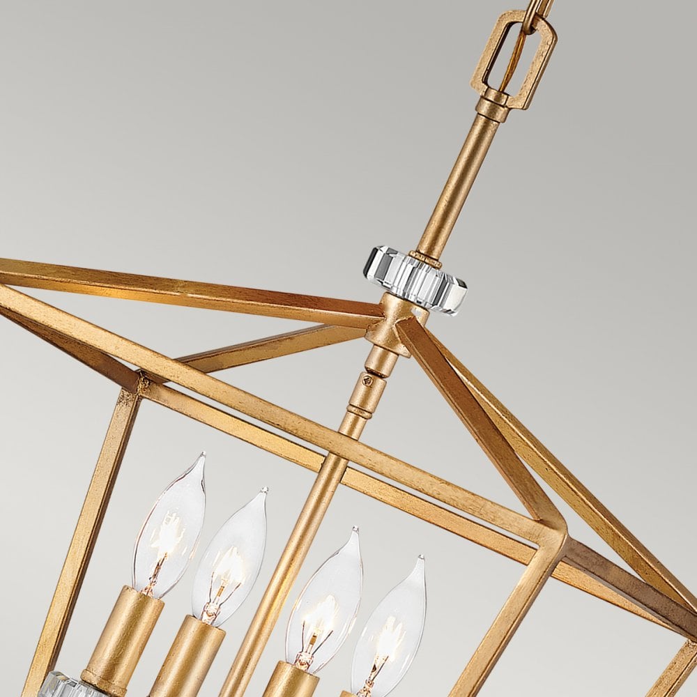 Stinson 4 Light Pendant / Semi Flush Light in Distressed Brass QN-STINSON-4P-M-DBR