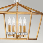 Stinson 4 Light Pendant / Semi Flush Light in Distressed Brass QN-STINSON-4P-M-DBR