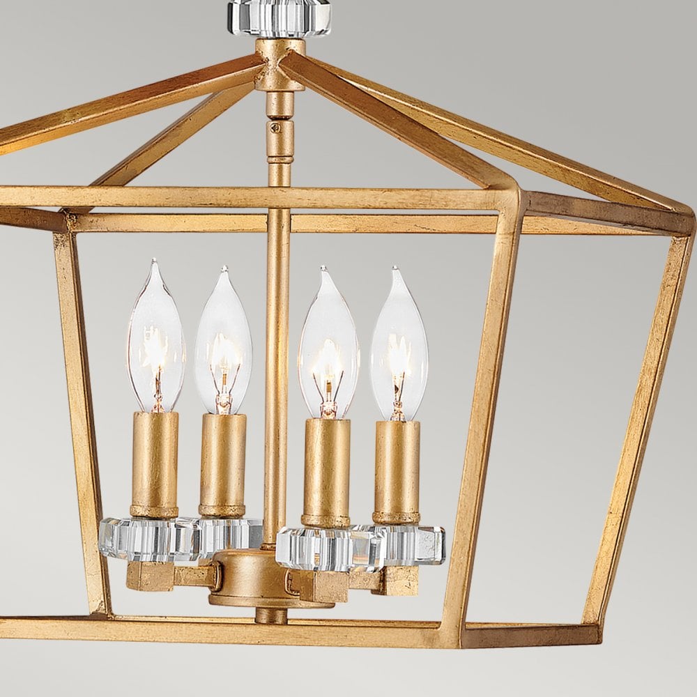 Stinson 4 Light Pendant / Semi Flush Light in Distressed Brass QN-STINSON-4P-M-DBR