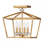 Stinson 4 Light Pendant / Semi Flush Light in Distressed Brass QN-STINSON-4P-M-DBR