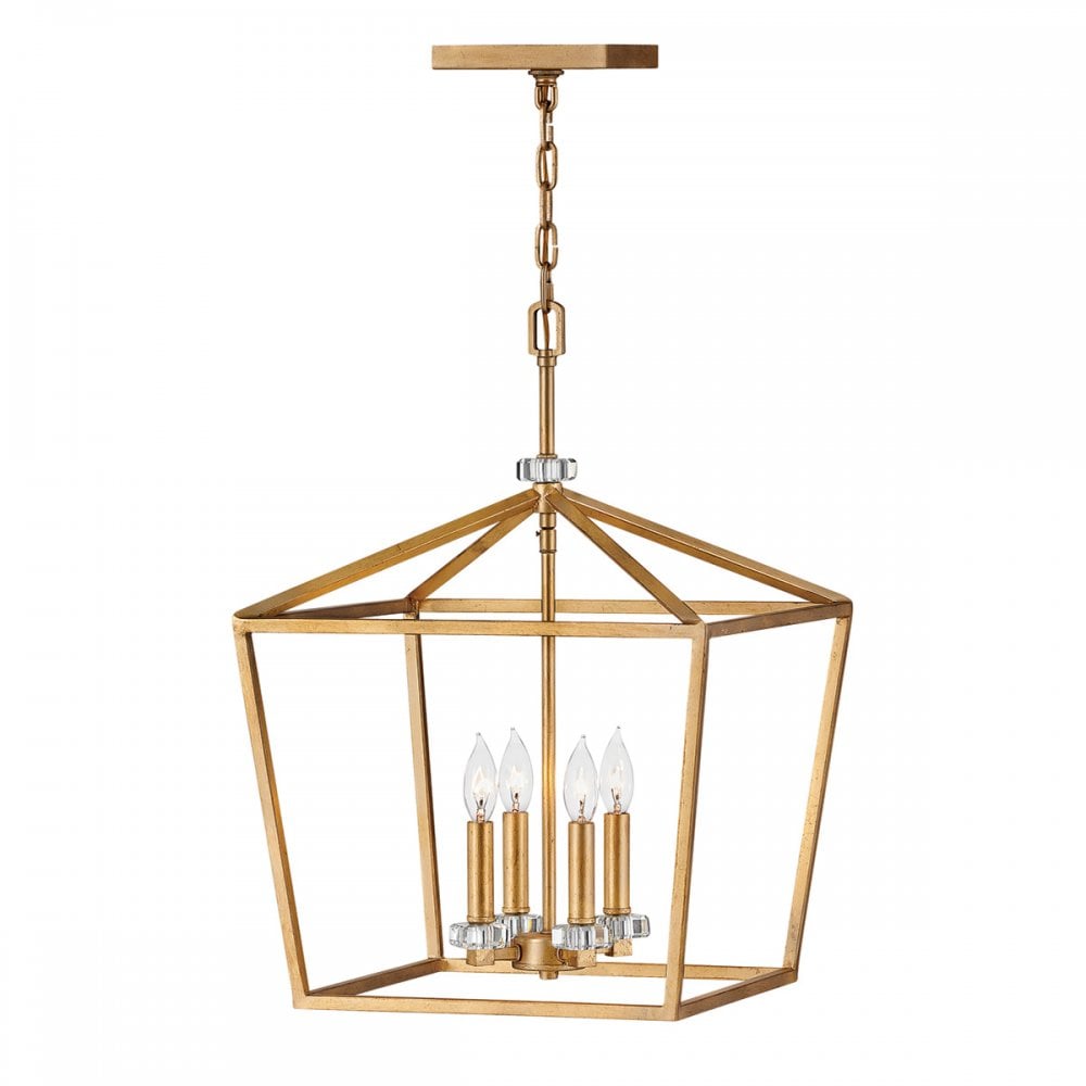 Stinson 4 Light Pendant / Semi Flush Light in Distressed Brass QN-STINSON-4P-L-DBR