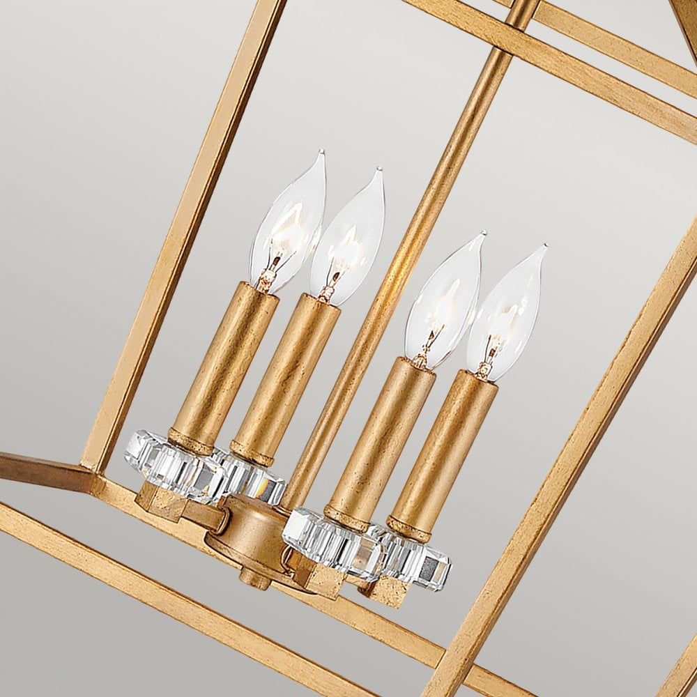 Stinson 4 Light Pendant / Semi Flush Light in Distressed Brass QN-STINSON-4P-L-DBR