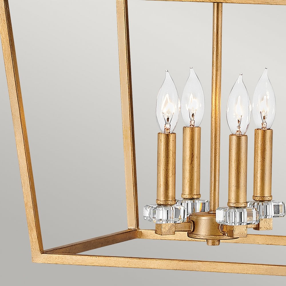 Stinson 4 Light Pendant / Semi Flush Light in Distressed Brass QN-STINSON-4P-L-DBR