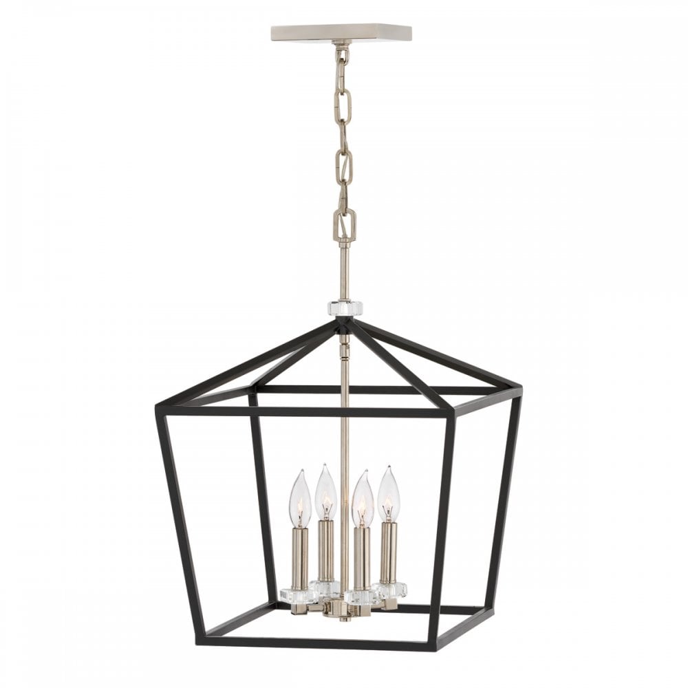 Stinson 4 Light Pendant / Semi Flush Light in Black And Nickel QN-STINSON-4P-L-BK