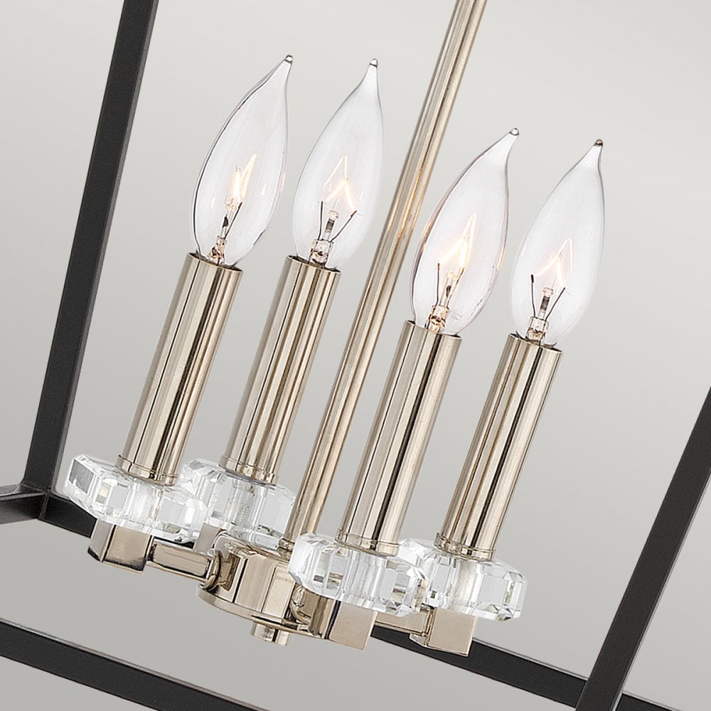 Stinson 4 Light Pendant / Semi Flush Light in Black And Nickel QN-STINSON-4P-L-BK