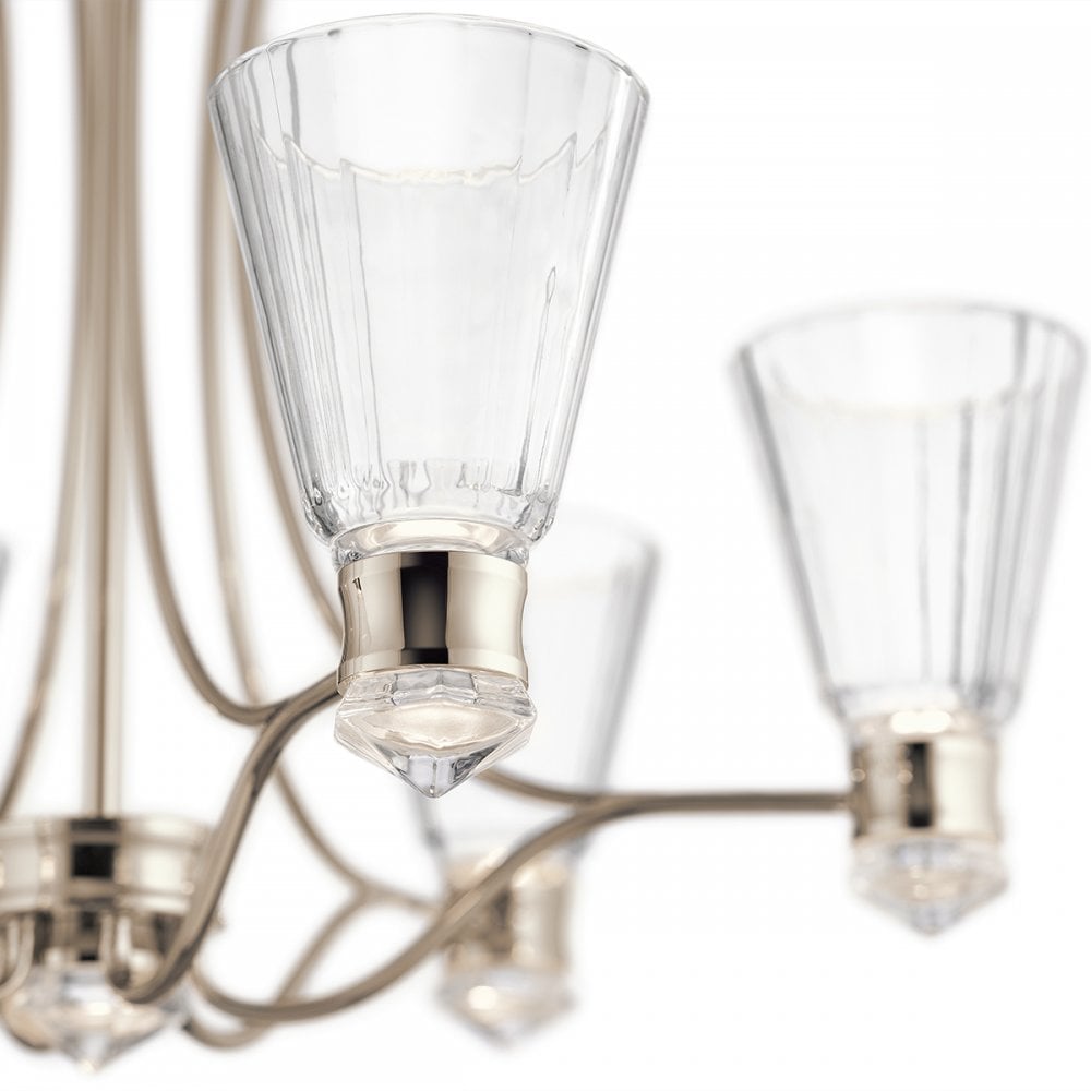 Kayva 6 Arm LED Ceiling Chandelier In Polished Nickel Finish QN-KAYVA13-PN