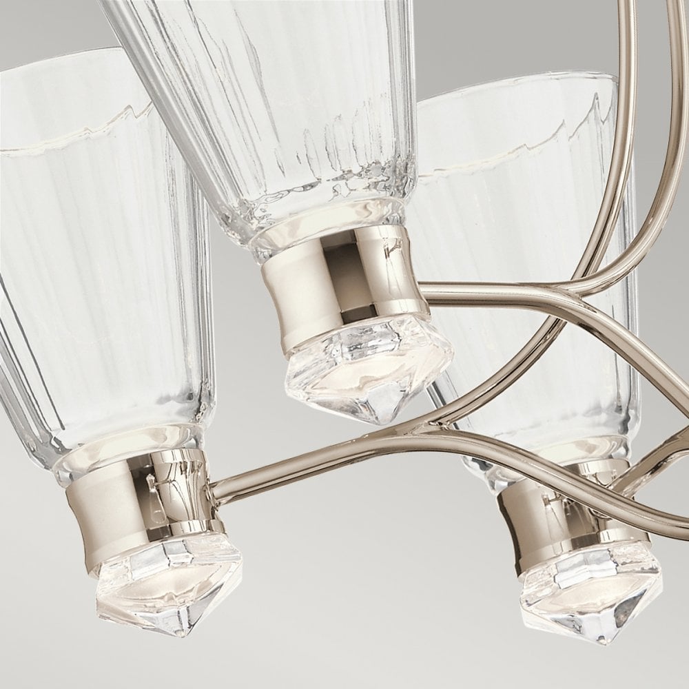 Kayva 6 Arm LED Ceiling Chandelier In Polished Nickel Finish QN-KAYVA13-PN