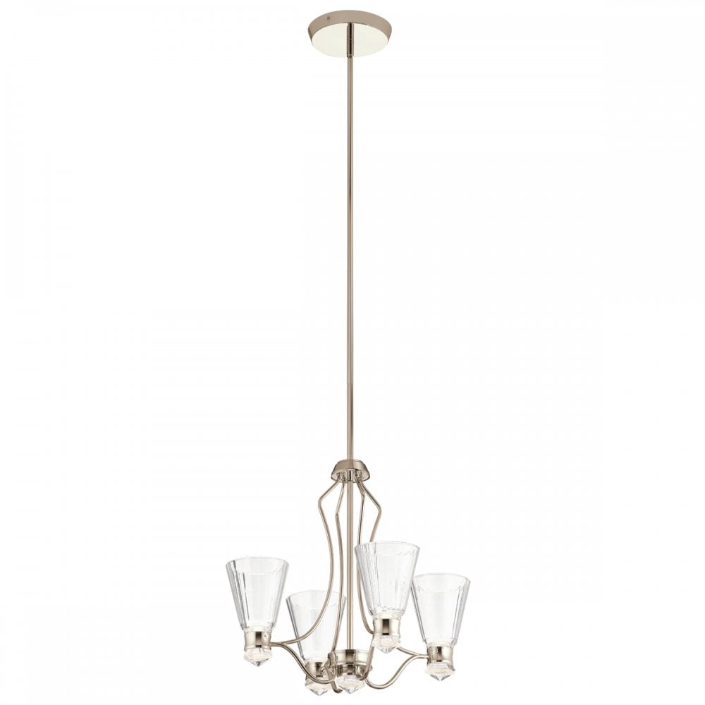 Kayva 4 Arm LED Ceiling Chandelier In Polished Nickel Finish QN-KAYVA9-PN