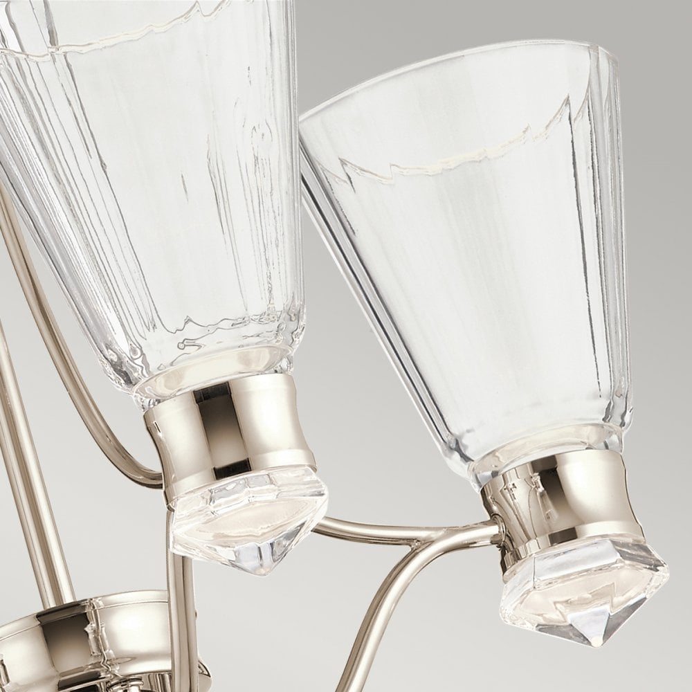 Kayva 4 Arm LED Ceiling Chandelier In Polished Nickel Finish QN-KAYVA9-PN