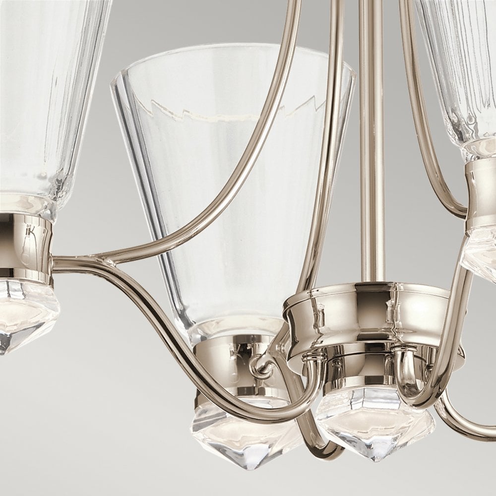 Kayva 4 Arm LED Ceiling Chandelier In Polished Nickel Finish QN-KAYVA9-PN