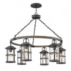 Lakehouse Outdoor Chandelier In Aged Zinc And Driftwood Grey Finish QN-LAKEHOUSE6-P-DZ