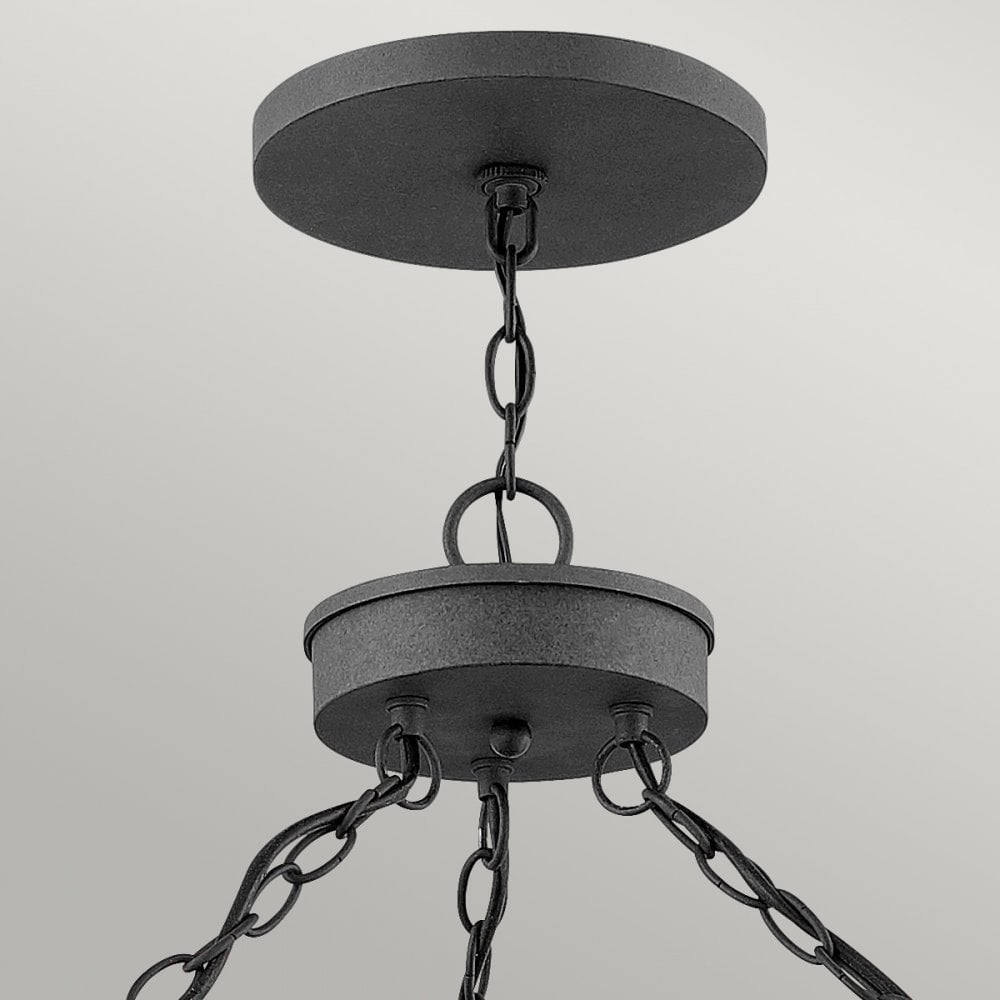 Lakehouse Outdoor Chandelier In Aged Zinc And Driftwood Grey Finish QN-LAKEHOUSE6-P-DZ