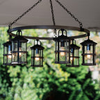 Lakehouse Outdoor Chandelier In Aged Zinc And Driftwood Grey Finish QN-LAKEHOUSE6-P-DZ
