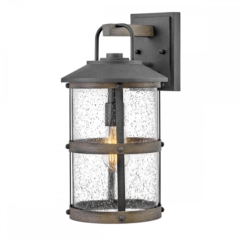 Lakehouse Outdoor Wall Lantern In Aged Zinc And Driftwood Grey Finish QN-LAKEHOUSE2-M-DZ