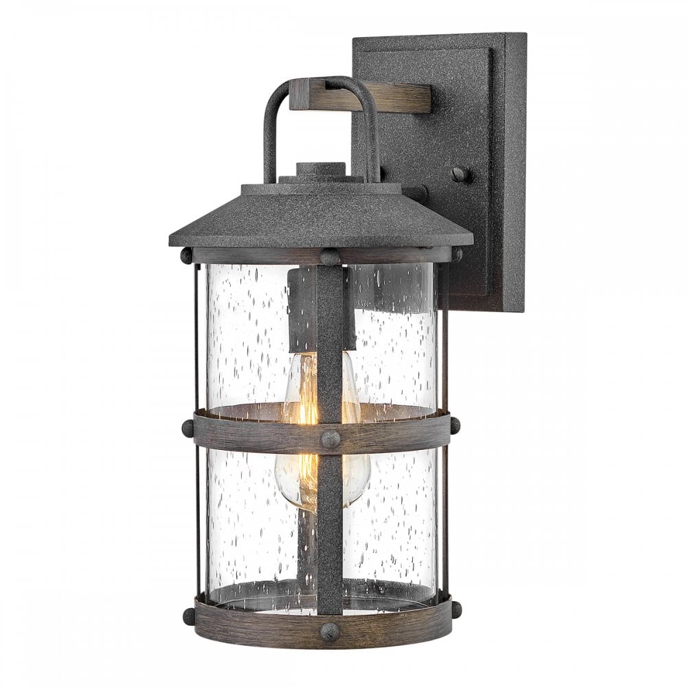 Lakehouse Outdoor Small Wall Lantern In Aged Zinc And Driftwood Grey Finish QN-LAKEHOUSE2-S-DZ